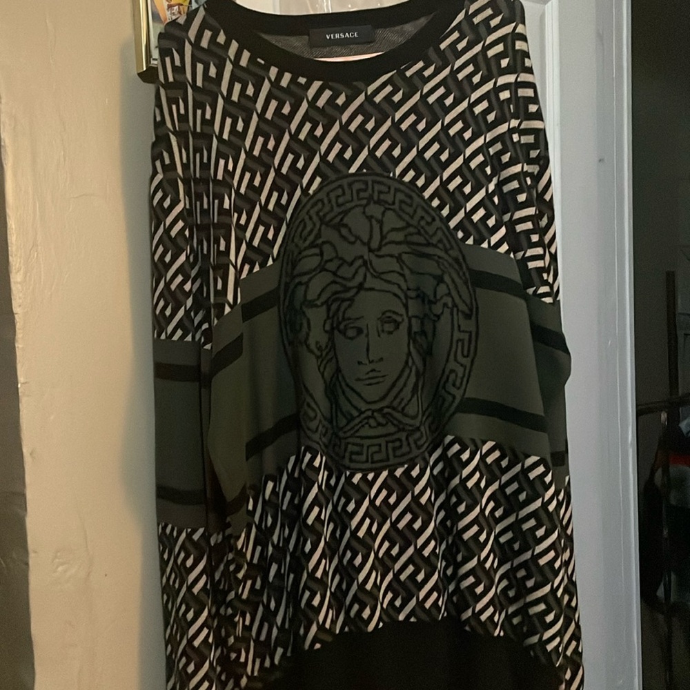 Versace knit men sweater size 60 black and gray